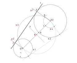 Geometrijska konstrukcija tangenti na dve nejednake kružnice koje se ne dodiruju